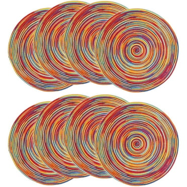 Dinner Parties Christmas Parties and Everyday Use BBQs UArtlines Indoor & Outdoor Round Cotton Placemat Perfect for Fall 6pcs placemats, Blue U'Artlines 